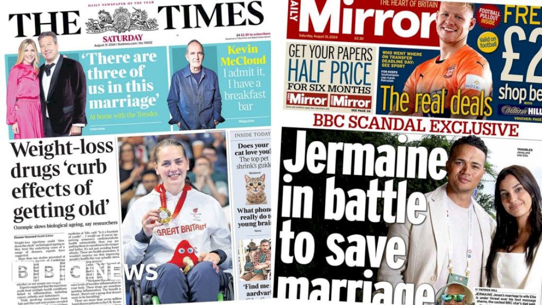 newspaper-headlines:-ozempic-‘slows-ageing’-and-jenas-‘battling-to-save-marriage’