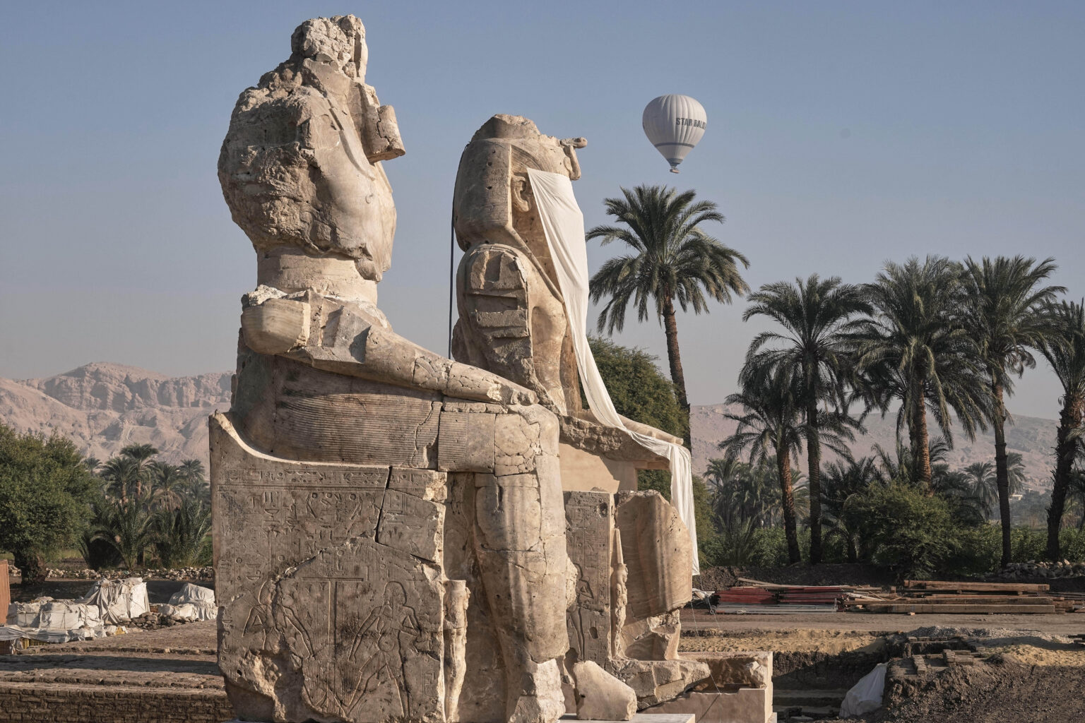 Egypt unveils newly restored statues of Amenhotep III in Luxor