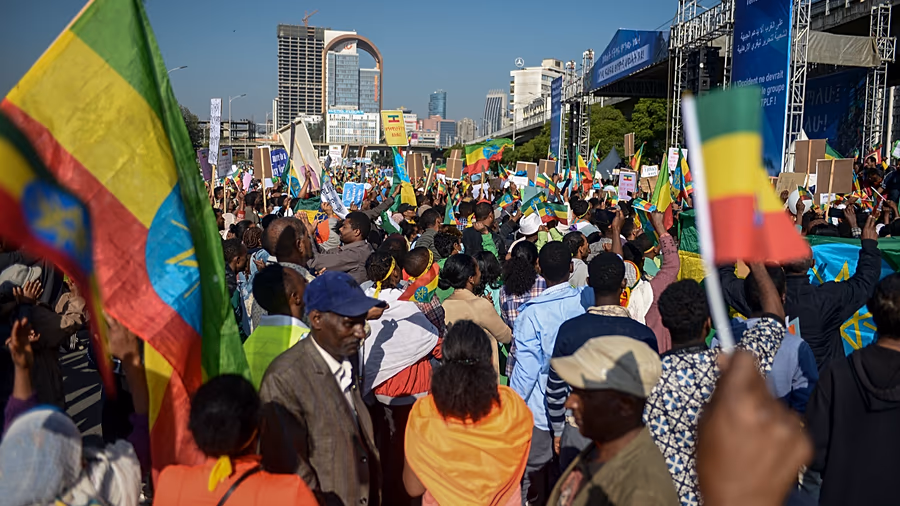 Ethiopians march against alleged forced mobilisation in Tigray
